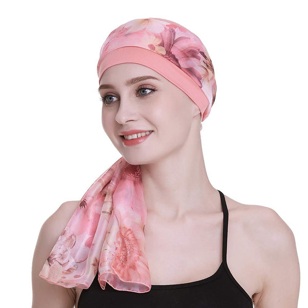 Elegant cellegift med silkeaktig skjerf for kreft kvinner hårtap sleep beanie