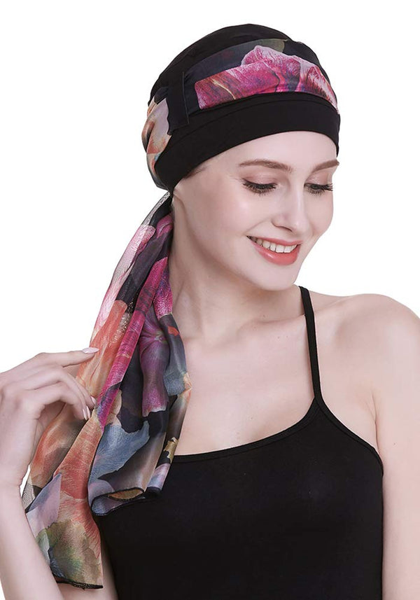 Elegant cellegift med silkeaktig skjerf for kreft kvinner hårtap sleep beanie