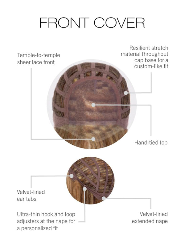 Gabor frontdeksel lagvis lang bob-stil parykk, håndbundet mono top av hairuwear, gjennomsnittlig cap-GF14-22SS-hvete