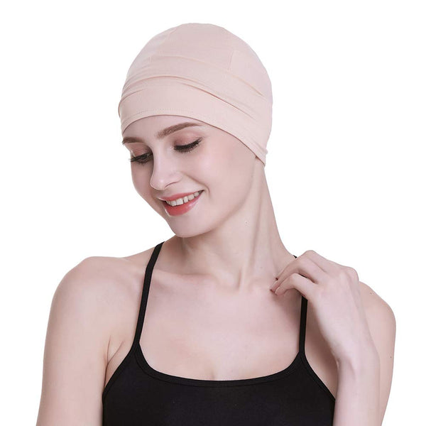 Bambus søvnhette for håravfall Hjemmehode for cellegift Kvinner Bike Hard Hat Helmet Liner Bomullsbeanie