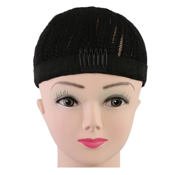 1 stk svarte fletterhette for lettere sy Crochet parykkhetter Elastic Sew Dome Net Wig Caps (L)