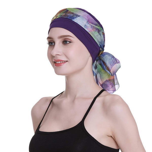 Elegant cellegift med silkeaktig skjerf for kreft kvinner hårtap sleep beanie