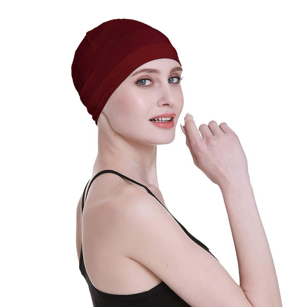 Bambus søvnhette for håravfall Hjemmehode for cellegift Kvinner Bike Hard Hat Helmet Liner Bomullsbeanie