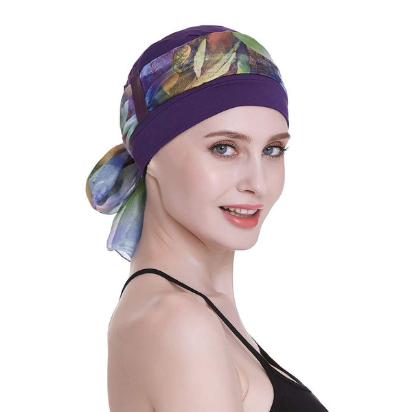 Elegant cellegift med silkeaktig skjerf for kreft kvinner hårtap sleep beanie