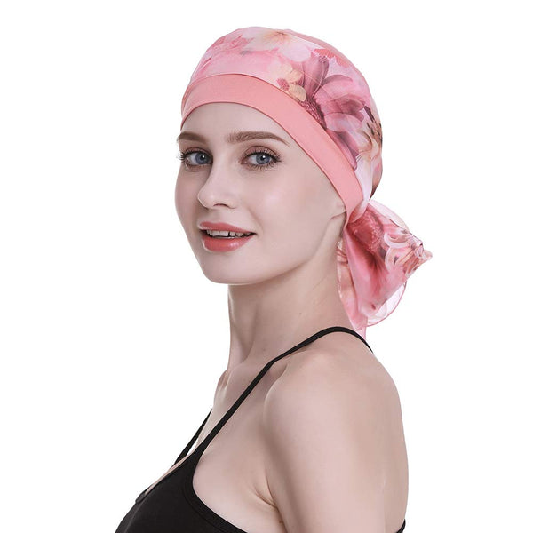 Elegant cellegift med silkeaktig skjerf for kreft kvinner hårtap sleep beanie