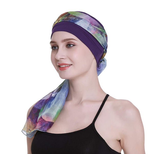 Elegant cellegift med silkeaktig skjerf for kreft kvinner hårtap sleep beanie