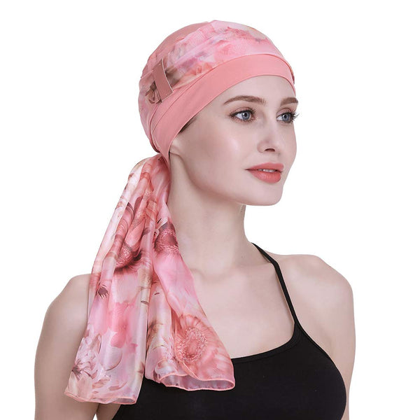 Elegant cellegift med silkeaktig skjerf for kreft kvinner hårtap sleep beanie