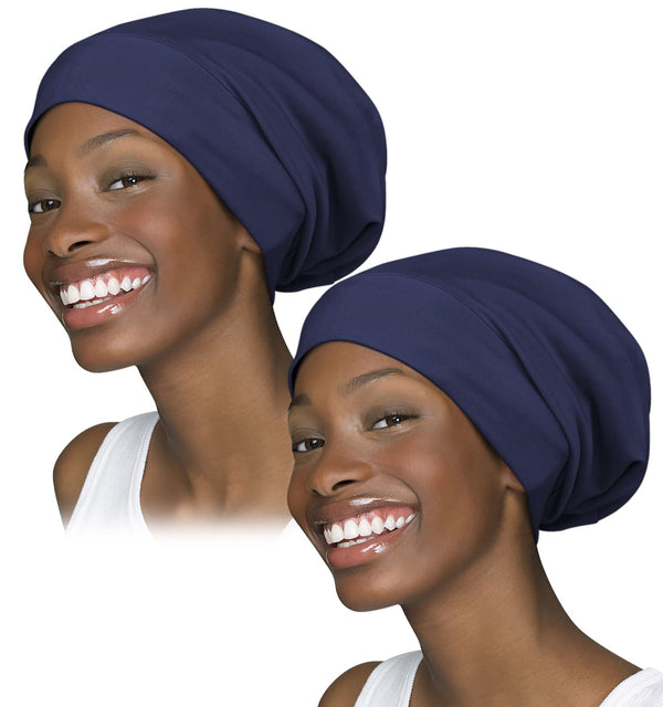 Focuscare Satin foret søvn Slouchy Cap Curly Girl Slap Headwear Gaver til krusete hårkvinner