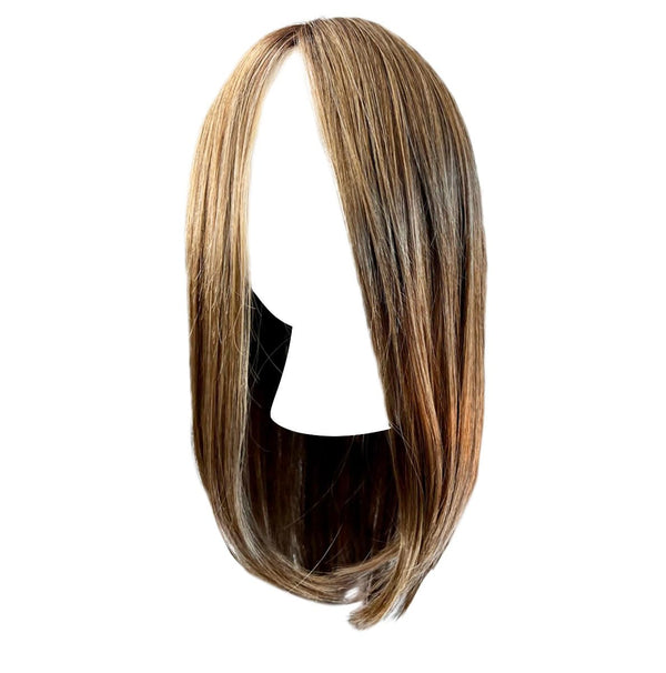 Gabor frontdeksel lagvis lang bob-stil parykk, håndbundet mono top av hairuwear, gjennomsnittlig cap-GF14-22SS-hvete