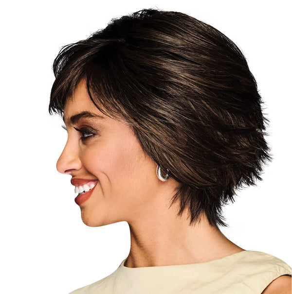 Gabor Lag en uttalelse lagvis moderne hakelengde Bob Wig, Designer Series by Hairuwear, gjennomsnittlig takstørrelse, GF4-6 Svart kaffe