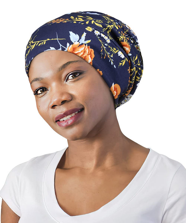 Focuscare Satin foret søvn Slouchy Cap Curly Girl Slap Headwear Gaver til krusete hårkvinner