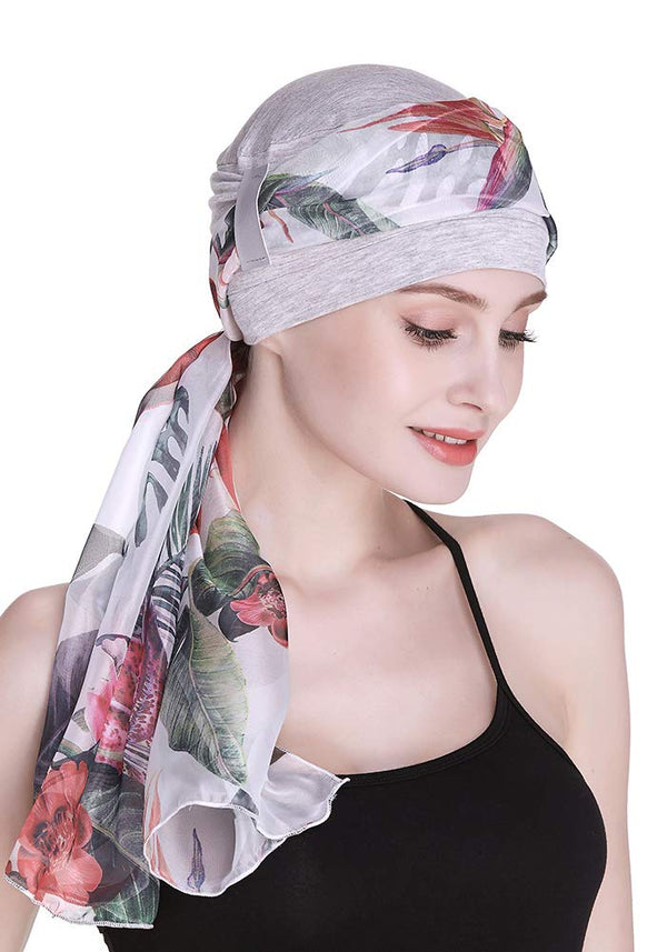 Elegant cellegift med silkeaktig skjerf for kreft kvinner hårtap sleep beanie