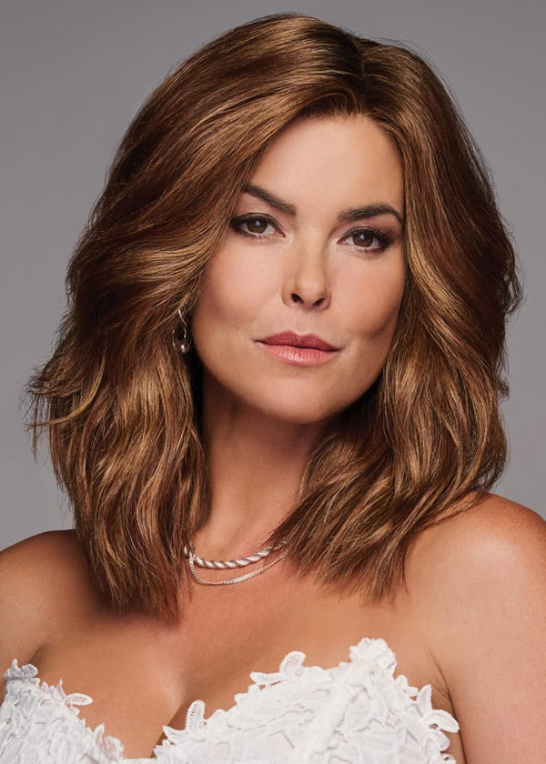 Gabor Love Wave Layered Shoulder-Length Wig With Soft Barrel Curled Waves by Hairuwear, Gjennomsnittlig hette, GL15-26SS smurt toast