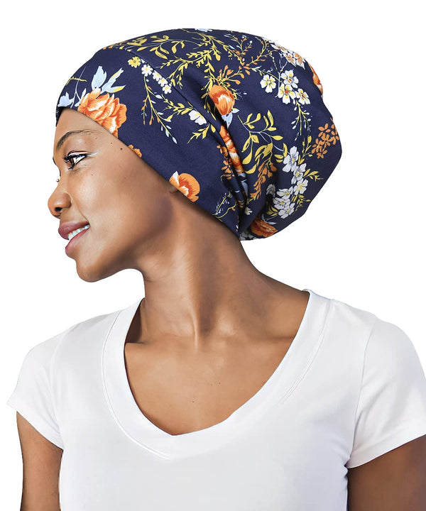 Focuscare Satin foret søvn Slouchy Cap Curly Girl Slap Headwear Gaver til krusete hårkvinner