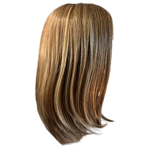 Gabor frontdeksel lagvis lang bob-stil parykk, håndbundet mono top av hairuwear, gjennomsnittlig cap-GF14-22SS-hvete