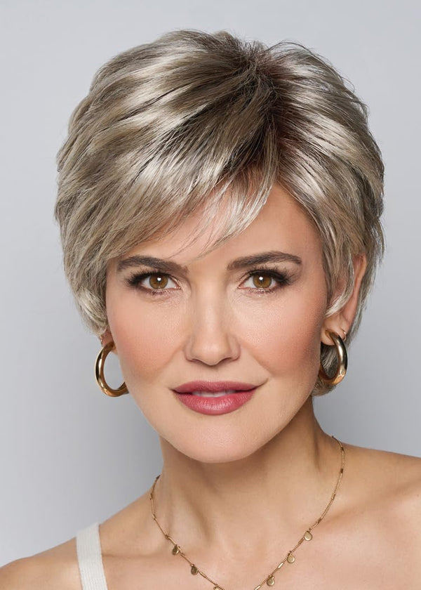 Gabor frontdeksel lagvis lang bob-stil parykk, håndbundet mono top av hairuwear, gjennomsnittlig cap-GF14-22SS-hvete