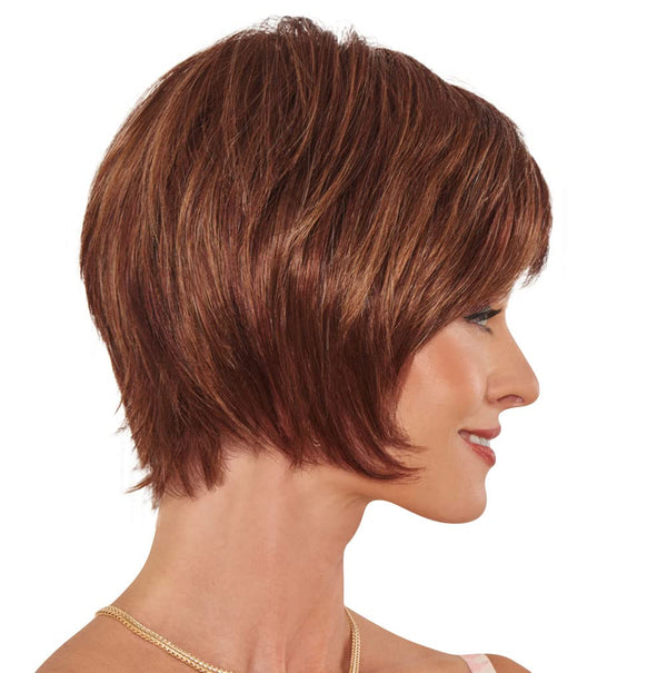 GABOR Spring Romance Short Textured Layered Shag Wig by Hairuwear, Average Cap, GL11-25SS Honey Pecan