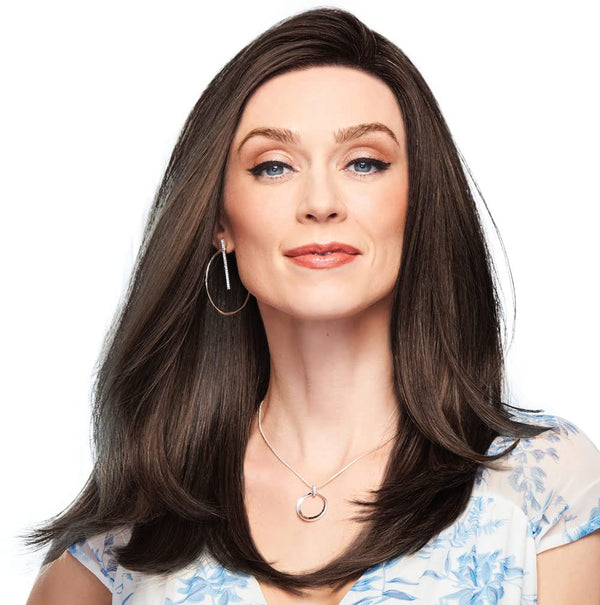 Gabor frontdeksel lagvis lang bob-stil parykk, håndbundet mono top av hairuwear, gjennomsnittlig cap-GF14-22SS-hvete