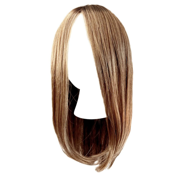 Gabor frontdeksel lagvis lang bob-stil parykk, håndbundet mono top av hairuwear, gjennomsnittlig cap-GF14-22SS-hvete