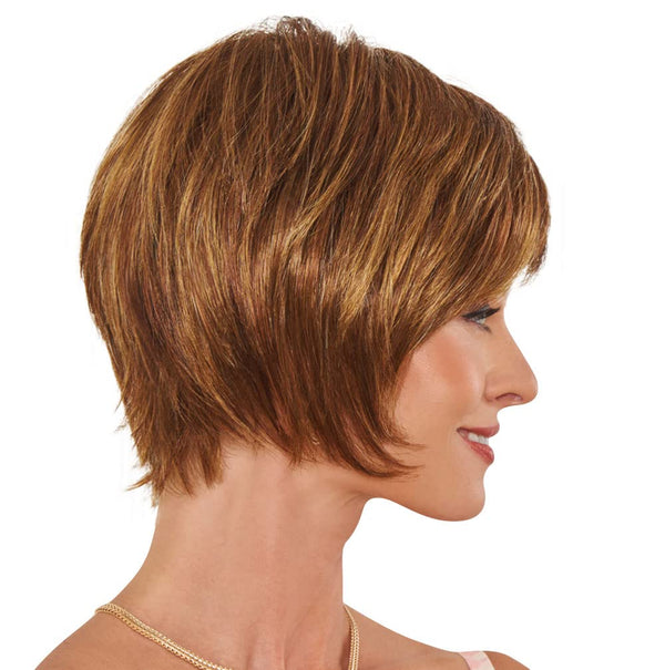 GABOR Spring Romance Short Textured Layered Shag Wig by Hairuwear, Average Cap, GL11-25SS Honey Pecan