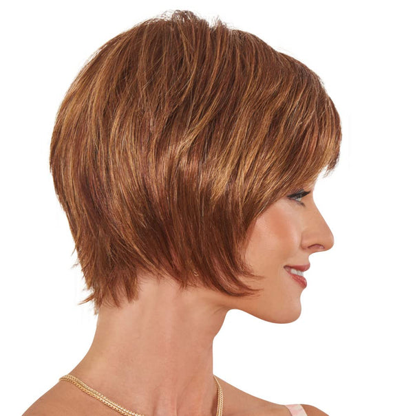 GABOR Spring Romance Short Textured Layered Shag Wig by Hairuwear, Average Cap, GL11-25SS Honey Pecan