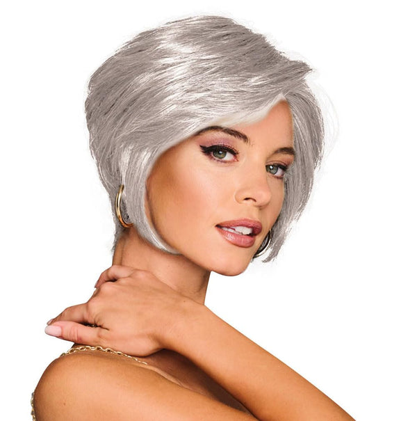 Gabor Best in Class Layered Chin-Length Boycut Wig by Hairuwear, Gjennomsnittlig hette, GF56-60 sølv