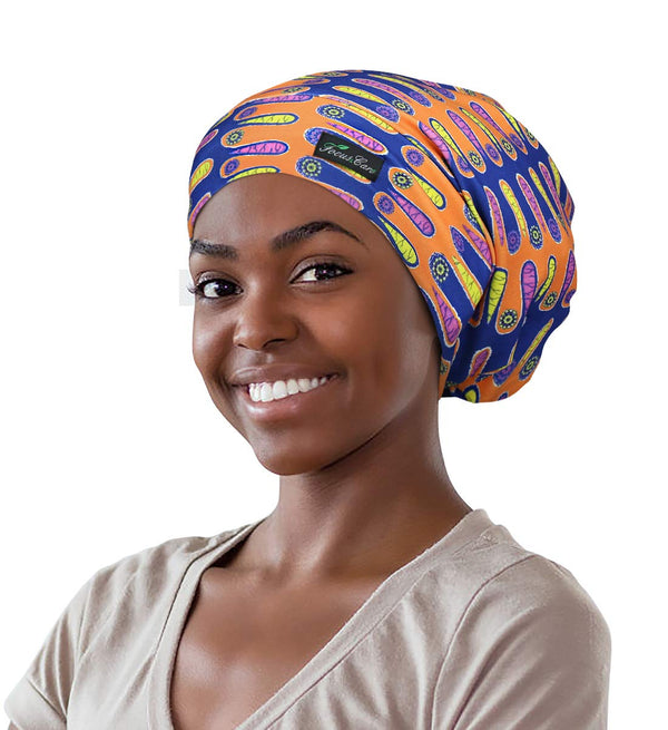 Focuscare Satin foret søvn Slouchy Cap Curly Girl Slap Headwear Gaver til krusete hårkvinner
