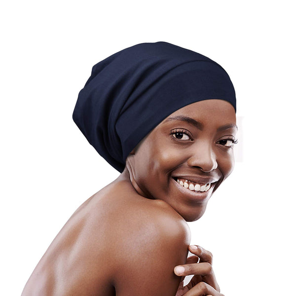 Focuscare Satin foret søvn Slouchy Cap Curly Girl Slap Headwear Gaver til krusete hårkvinner