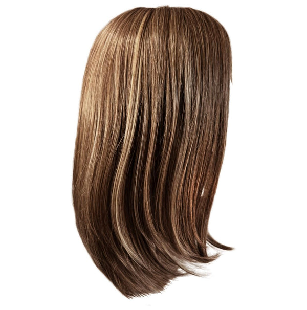 Gabor frontdeksel lagvis lang bob-stil parykk, håndbundet mono top av hairuwear, gjennomsnittlig cap-GF14-22SS-hvete