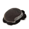 Toupee for menn hår erstatningssystemer menn hårsystemer fransk blonder herre toupee menneske hår stykke blekede knop kort bølget (1b# av svart, 6x9-100% middels lys til middels tetthet)