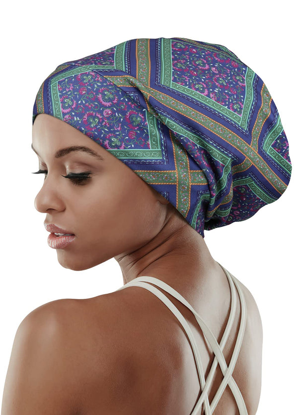 Focuscare Satin foret søvn Slouchy Cap Curly Girl Slap Headwear Gaver til krusete hårkvinner