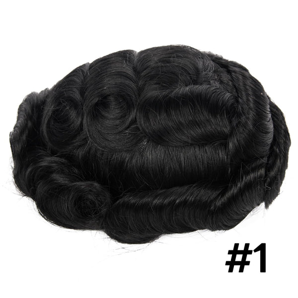 Generisk hårsystem for menn toupee fin mono hårstykke europeisk menneskehår erstatning npu hud rundt toupee for menn (5# middels lysebrun, 8x10 ""-120% middels lys til middels tetthet)