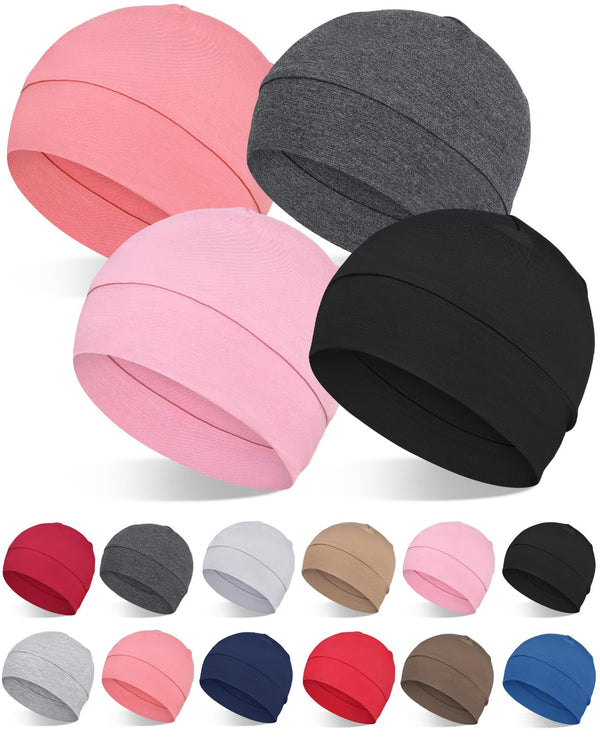 2PCS/4PCS 100% Bambus Viscose Beanies for Men Women Helmet Liner Lett sovende hette for cellegift Hårtap