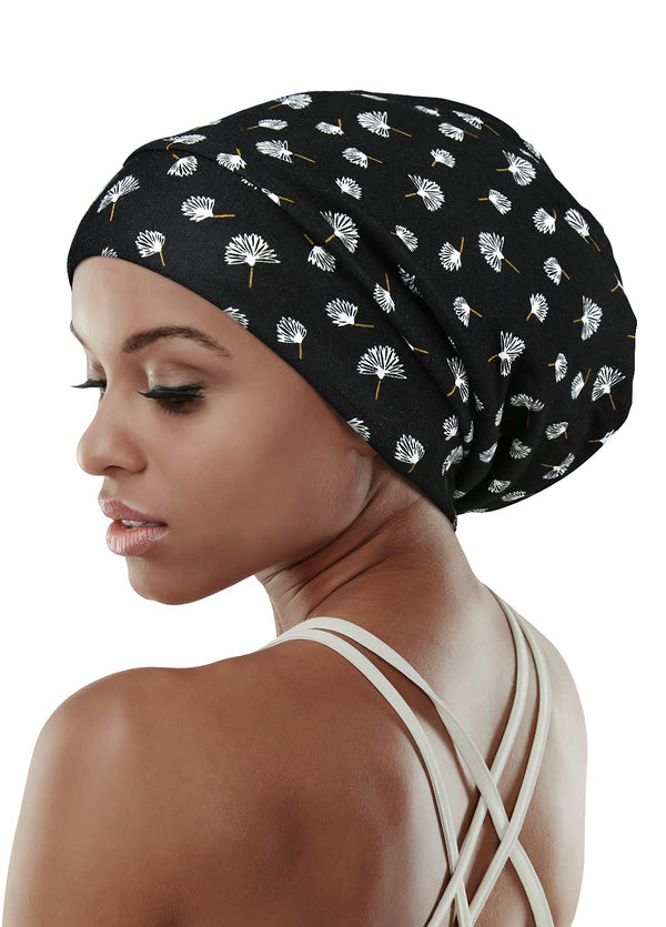 Focuscare Satin foret søvn Slouchy Cap Curly Girl Slap Headwear Gaver til krusete hårkvinner