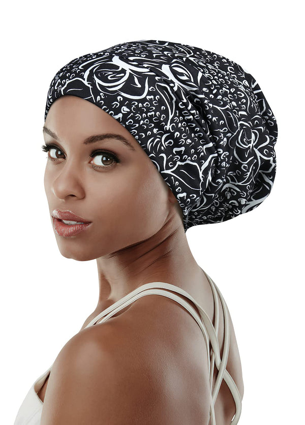 Focuscare Satin foret søvn Slouchy Cap Curly Girl Slap Headwear Gaver til krusete hårkvinner