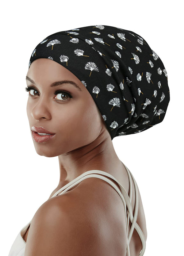 Focuscare Satin foret søvn Slouchy Cap Curly Girl Slap Headwear Gaver til krusete hårkvinner