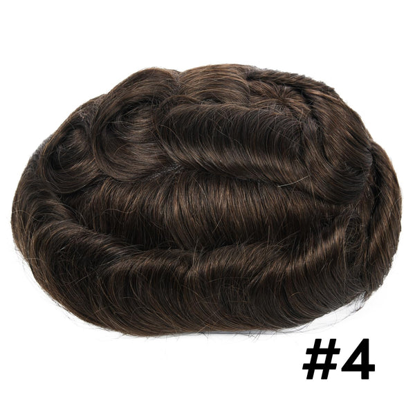 Generisk hårsystem for menn toupee fin mono hårstykke europeisk menneskehår erstatning npu hud rundt toupee for menn (5# middels lysebrun, 8x10 ""-120% middels lys til middels tetthet)
