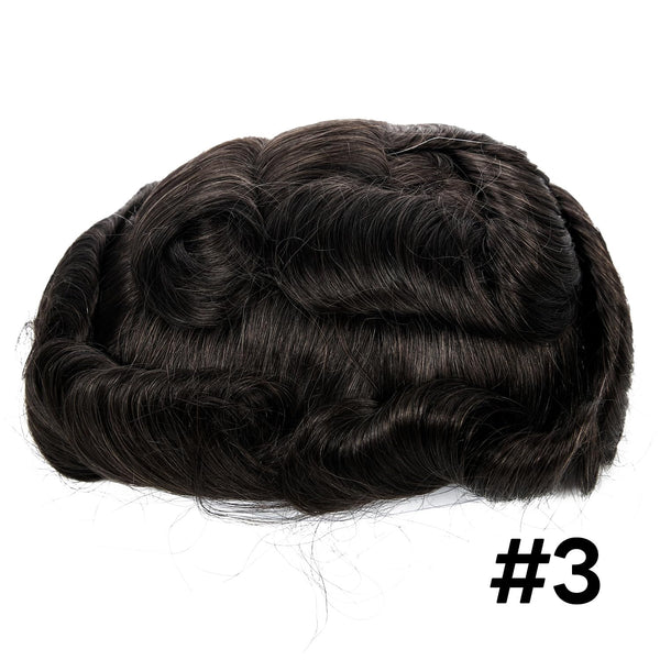 Generisk hårsystem for menn toupee fin mono hårstykke europeisk menneskehår erstatning npu hud rundt toupee for menn (5# middels lysebrun, 8x10 ""-120% middels lys til middels tetthet)