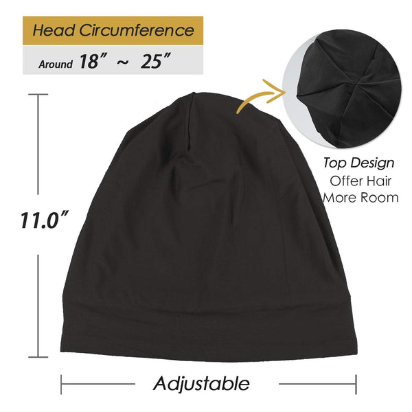 Focuscare Satin foret søvn Slouchy Cap Curly Girl Slap Headwear Gaver til krusete hårkvinner