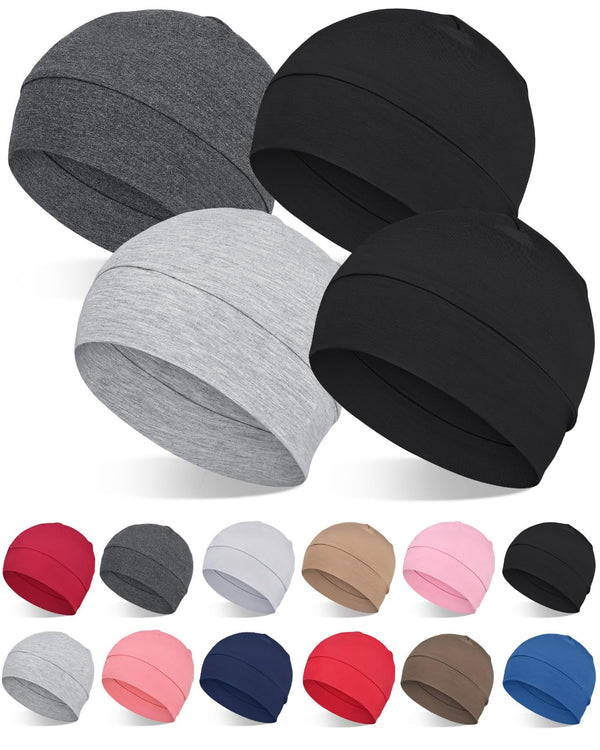 2PCS/4PCS 100% Bambus Viscose Beanies for Men Women Helmet Liner Lett sovende hette for cellegift Hårtap