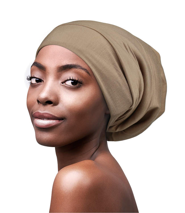 Focuscare Satin foret søvn Slouchy Cap Curly Girl Slap Headwear Gaver til krusete hårkvinner
