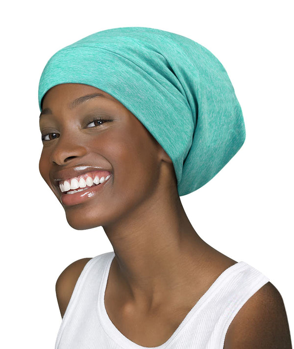 Focuscare Satin foret søvn Slouchy Cap Curly Girl Slap Headwear Gaver til krusete hårkvinner