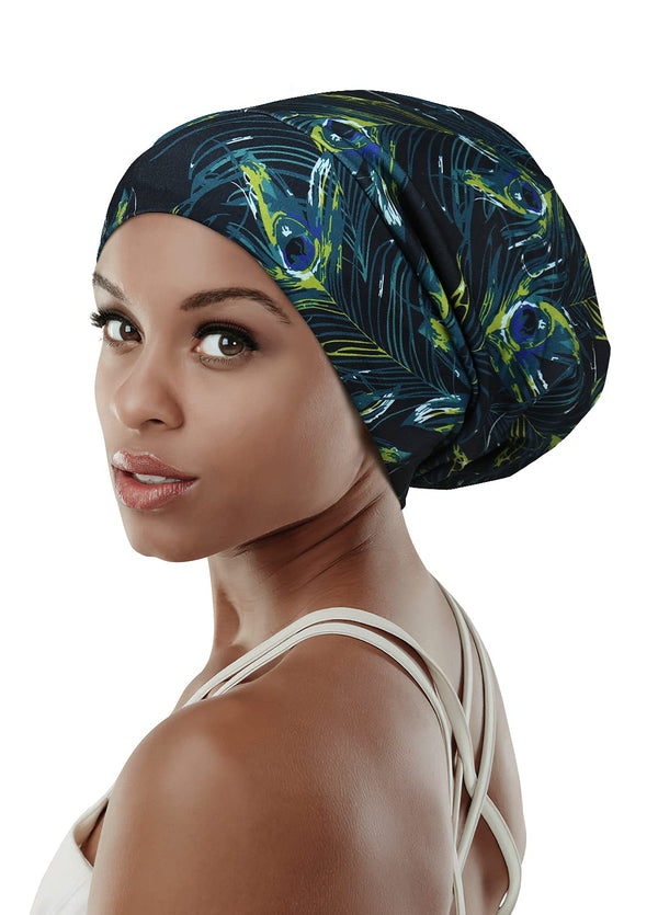 Focuscare Satin foret søvn Slouchy Cap Curly Girl Slap Headwear Gaver til krusete hårkvinner