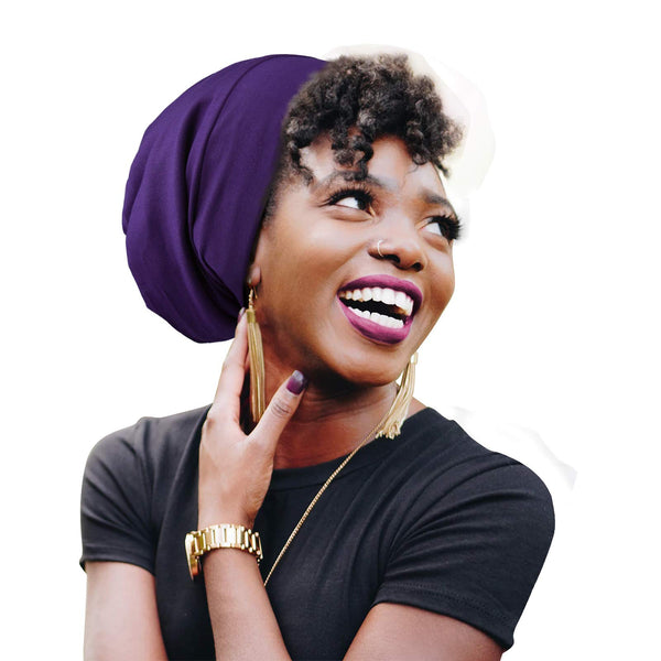 Focuscare Satin foret søvn Slouchy Cap Curly Girl Slap Headwear Gaver til krusete hårkvinner