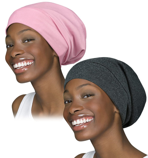 Focuscare Satin foret søvn Slouchy Cap Curly Girl Slap Headwear Gaver til krusete hårkvinner