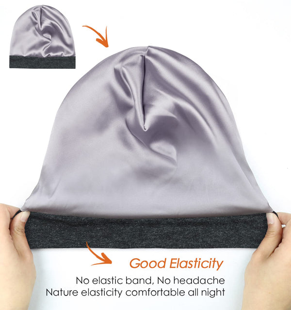 Focuscare Satin foret søvn Slouchy Cap Curly Girl Slap Headwear Gaver til krusete hårkvinner