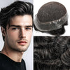 Blavzehair herre toupee sveitsiske blonder hårstykker europeiske humarhair erstatningssystem naturlig hårfestetuppe for menn lemmer med pu menn hårsystem. (1B# av svart, 6 "x9).