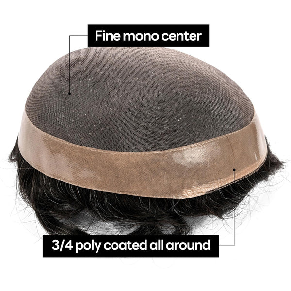 Generisk hårsystem for menn toupee fin mono hårstykke europeisk menneskehår erstatning npu hud rundt toupee for menn (5# middels lysebrun, 8x10 ""-120% middels lys til middels tetthet)