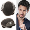 Sveitsisk blonder toupee for menn hårstykke europeisk humanhair erstatningssystem blonder front menn toupee blekepåde hårstykke. (320# mørkebrun med 20% grå, 6x8 "-100% lysmed-lys-tetthet)