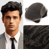Sveitsisk blonder toupee for menn hårstykke europeisk humanhair erstatningssystem blonder front menn toupee blekepåde hårstykke. (320# mørkebrun med 20% grå, 6x8 "-100% lysmed-lys-tetthet)